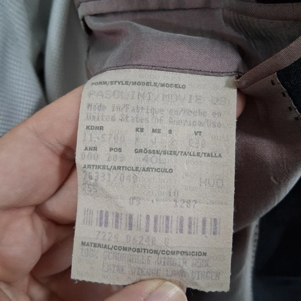 Hugo Boss Sport Coat Mens 40L Charcoal Gray Pasolini Super 100s Wool Double Vent